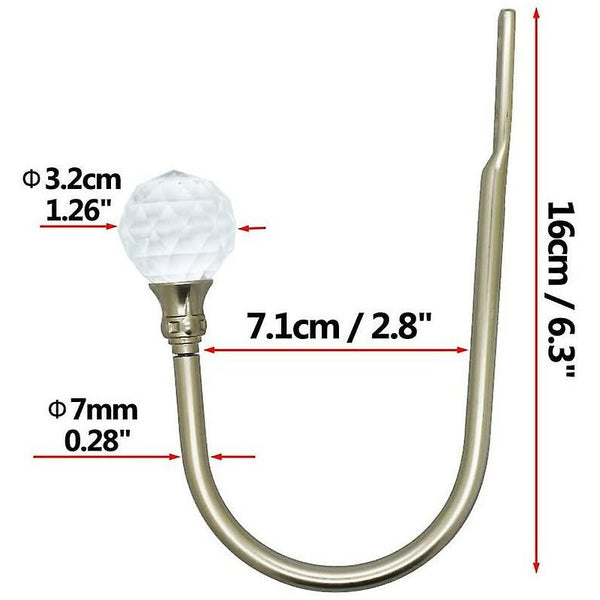 Curtain Tiebacks Wall Hooks U Metal Metallic 2 Pack (Silver) Curtain Poles & Accessories