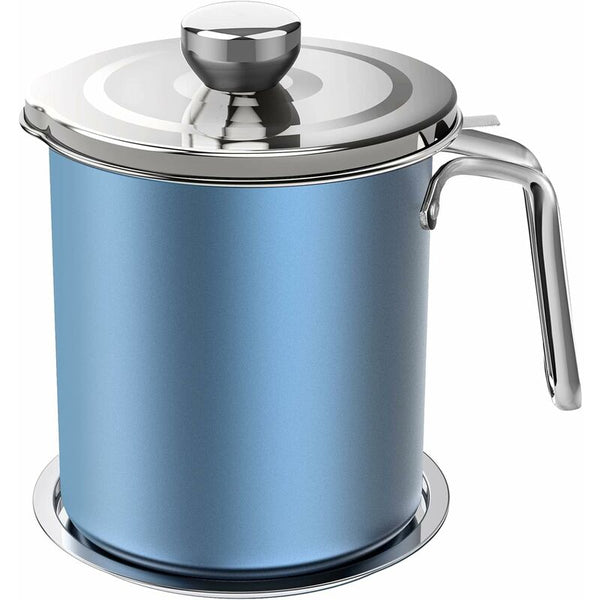 Oil Pot Grease Can Stainless Steel Storage With 1.6 Liter Dustproof Lid For Fine Mesh Strainer Non Slip Plate Other Kitchen Gadgets
