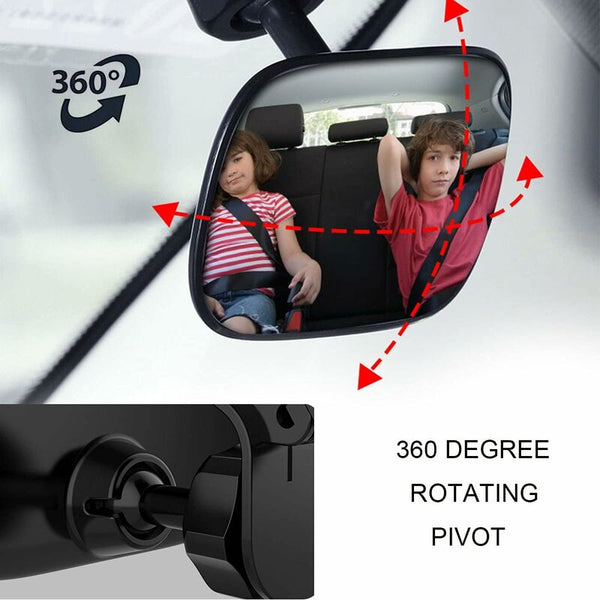 Baby Car Mirror 360A Rotation Rear View With Clip Monitor For Wide Back Mirrors