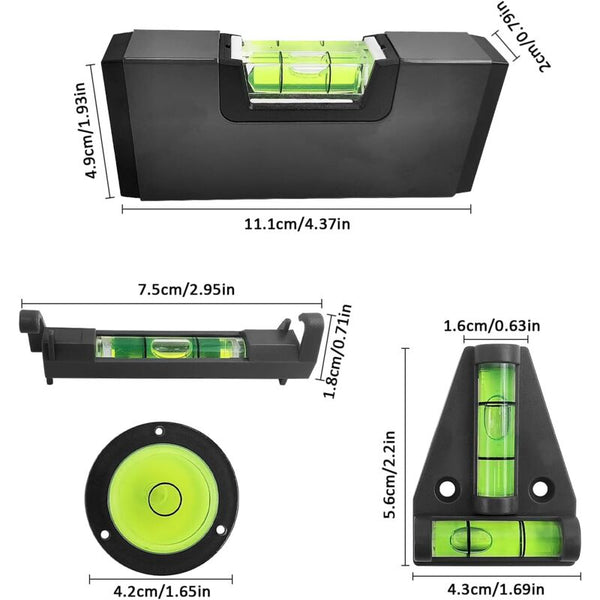 4 Piece Mini Magnetic Spirit Level Set For Accurate Measurements Spirit Levels