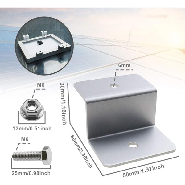 Solar Panel Mounting Bracket Kit Z Type With Nuts And Bolts 1 Hole Braces & Brackets