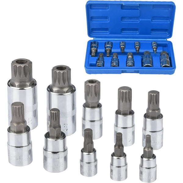 10 Pcs M4 M18 Torx Spline Bit Socket Set Triple Square With Storage Case Sockets & Socket Sets