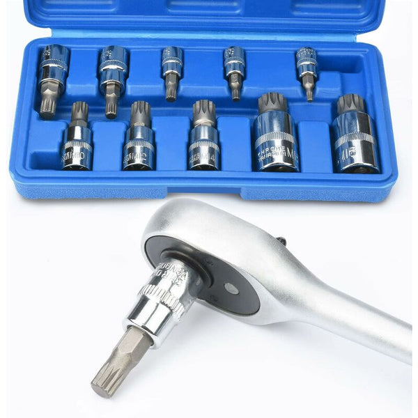 10 Pcs M4 M18 Torx Spline Bit Socket Set Triple Square With Storage Case Sockets & Socket Sets