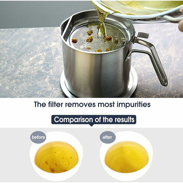 Oil Pot Grease Can Stainless Steel Storage With 2 Liter In Dust Cover For Fine Mesh Sieve Non Slip Plate Frying Other Kitchen Gadgets