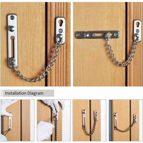 Silver Chain Sliding Security Lock For Doors Interior & Exterior Use Door Locks & Lock Mechanisms