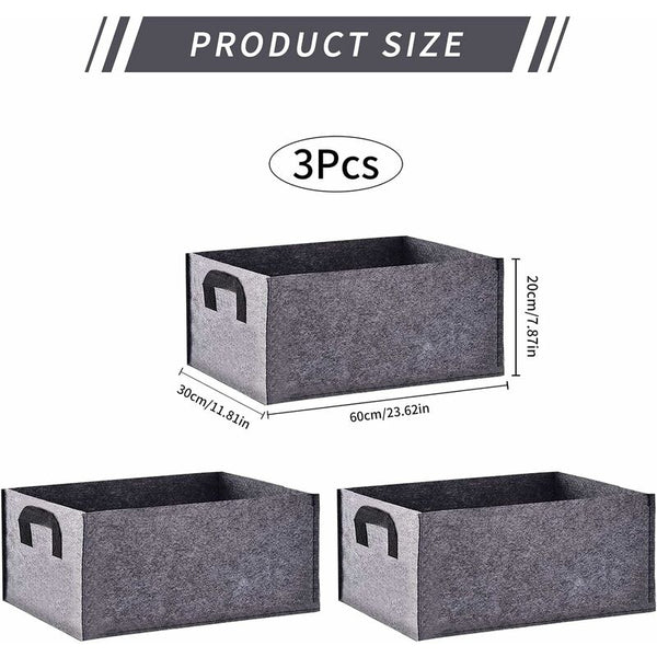 Grow Bag 3 Pack Rectangular Black Non Woven Planting Bags With Handle Indoor Outdoor Pot For Seed Starter