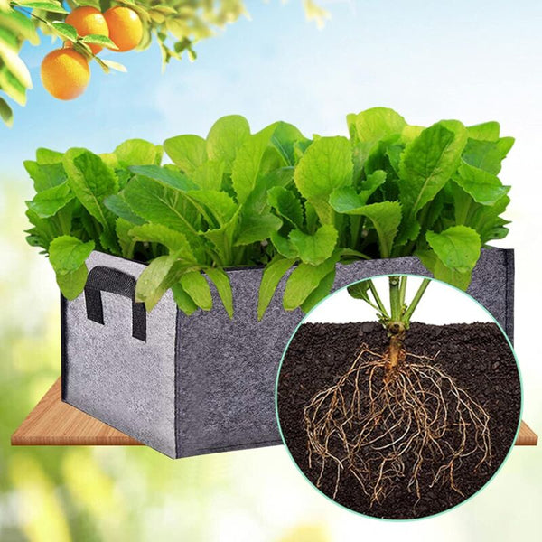 Grow Bag 3 Pack Rectangular Black Non Woven Planting Bags With Handle Indoor Outdoor Pot For Seed Starter