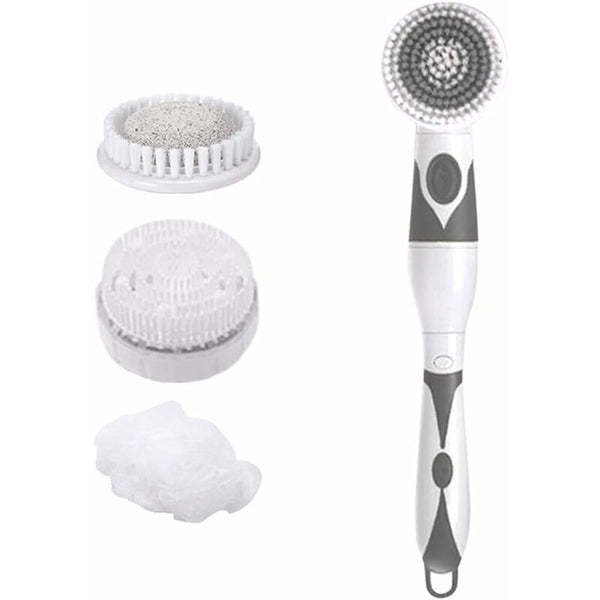 4 In 1 Waterproof Electric Bath Brush Multifunctional Body Cleaning Back Massage Scrubber With Heads Exfoliators & Scrubs