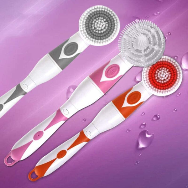 4 In 1 Waterproof Electric Bath Brush Multifunctional Body Cleaning Back Massage Scrubber With Heads Exfoliators & Scrubs
