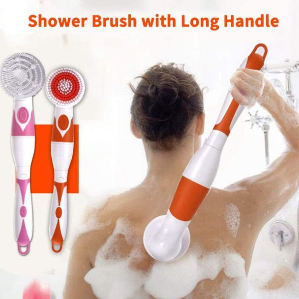 4 In 1 Waterproof Electric Bath Brush Multifunctional Body Cleaning Back Massage Scrubber With Heads Exfoliators & Scrubs