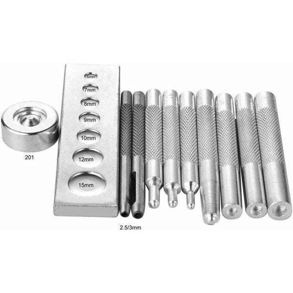 11 Piece Leathercraft Tool Set For Setting Rivets And Snap Fasteners Drilling Holes Punching. Hobbies Diy Other Leather Tools