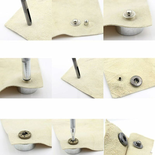 11 Piece Leathercraft Tool Set For Setting Rivets And Snap Fasteners Drilling Holes Punching. Hobbies Diy Other Leather Tools