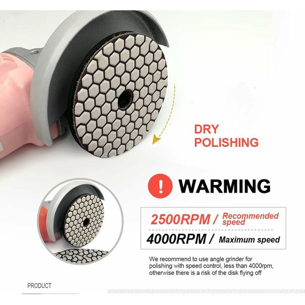7 Pcs Diamond Polishing Disc 4"/100Mm Dry Pads For Marble Granite Stone Concrete (50) Mitts Bonnets & Buffing Pads