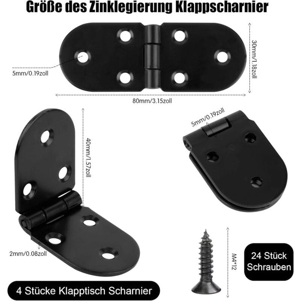 4 Pcs Stainless Steel 180 Degree Folding Table Hinges With Screws Door Hinges