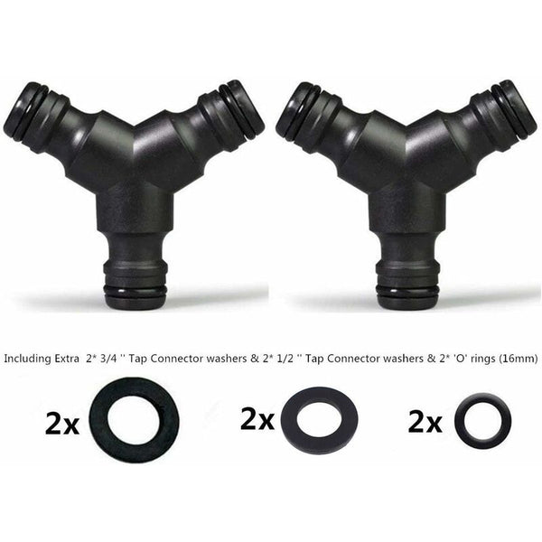 Plastic Snap On Hose Splitter (3 Way) Y Male Garden Connector 2 Pack Connectors Valves & Accessories