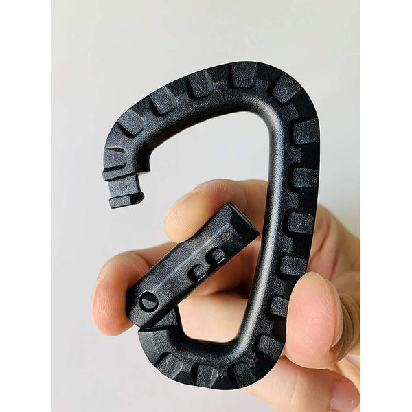 5 Pack Plastic Carabiners Black D Shaped Other Hiking Equipment