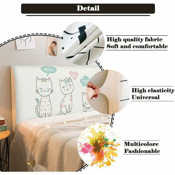 Headboard Covers Stretch Printing Dustproof Bed Protector For Modern Bedroom Headboards & Footboards