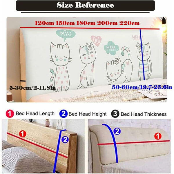 Headboard Covers Stretch Printing Dustproof Bed Protector For Modern Bedroom Headboards & Footboards