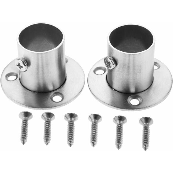 2 Pack Stainless Steel Closet Rod Brackets With Flange Braces & Brackets