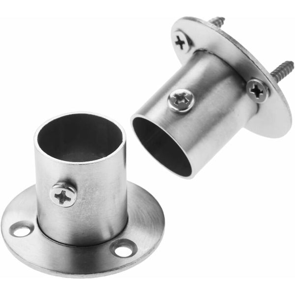 2 Pack Stainless Steel Closet Rod Brackets With Flange Braces & Brackets