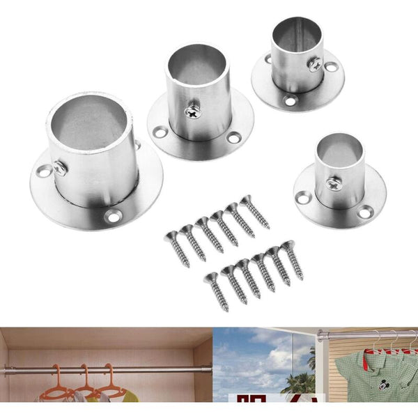 2 Pack Stainless Steel Closet Rod Brackets With Flange Braces & Brackets