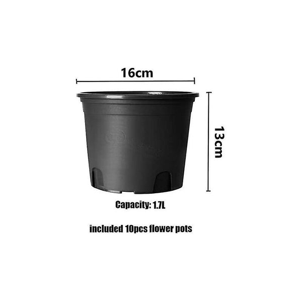 10 Pcs Plastic Flower Pots 16Cm Thicken Plant Container Indoor Gardening (Black) Baskets Pots Window Boxes