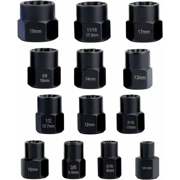 13 Pcs Twist Socket Set 9.5Mm Damaged Bolt Extractor Handle Nut Sets For Locking Wheel Removal Sockets & Socket Sets