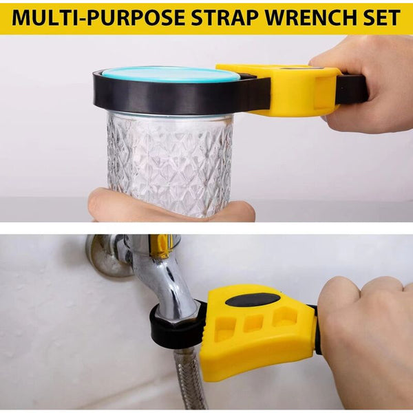 2 Piece Rubber Strap Wrench Set For Oil Filters & Jars Adjustable Wrench Sets