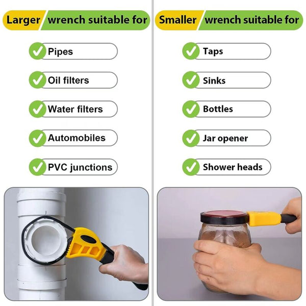 2 Piece Rubber Strap Wrench Set For Oil Filters & Jars Adjustable Wrench Sets