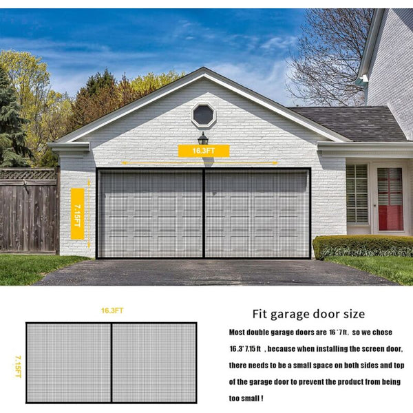 8Ftx7ft Magnetic Garage Door Screen For 1 Car Doors Reinforced Fiberglass Hands Freeimagnetic Garden Privacy Screens