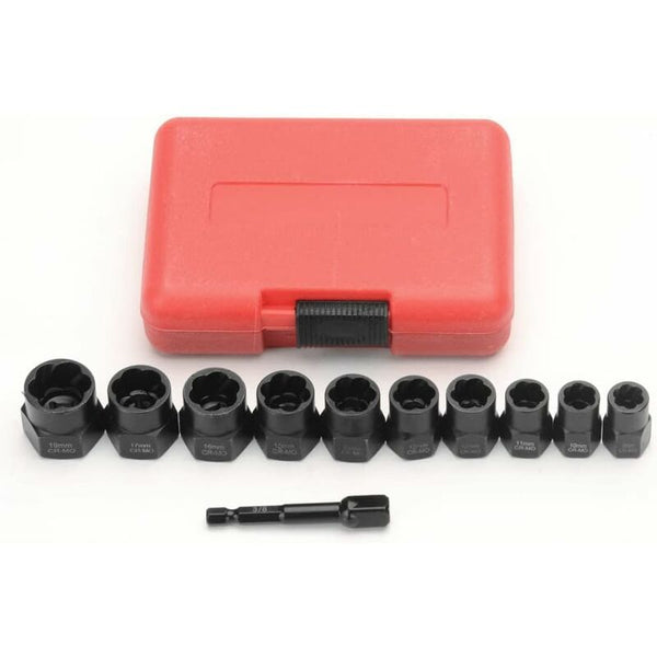 11 Pcs 9.5Mm Impact Bolt Extractor Tool Set With Toolbox Sockets & Socket Sets