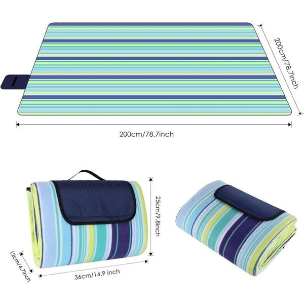 200 X 200Cm Large Waterproof Sandproof Picnic Blanket 3 Layer Beach With Carry Handle Outdoor Mat Picnic Rugs