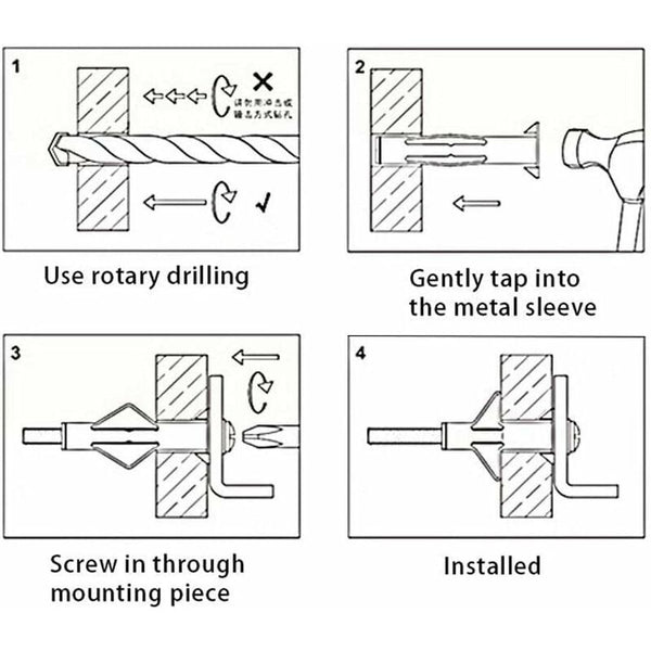 150 Pieces Plasterboard Anchors With Screws Wall Fixings Hollow Screws & Bolts
