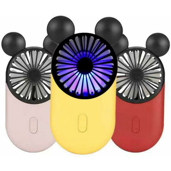 Cute Mini Personal Fan 3 Adjustable Speeds Portable Stand For Indoor Outdoor Activities Pack Mouse (Red Portable Fans