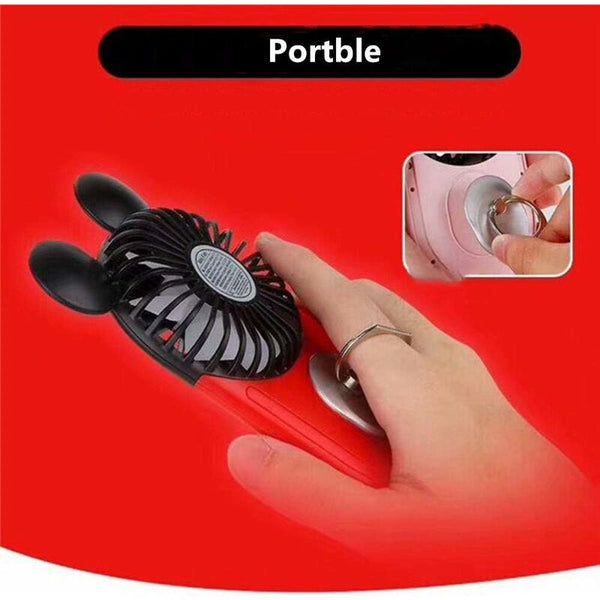 Cute Mini Personal Fan 3 Adjustable Speeds Portable Stand For Indoor Outdoor Activities Pack Mouse (Red Portable Fans