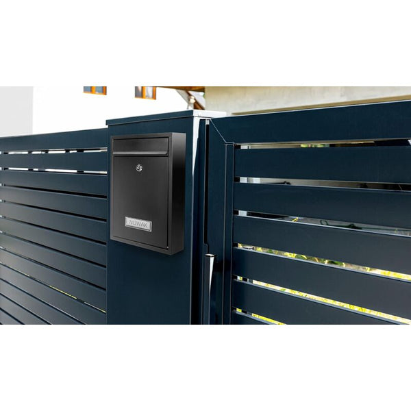 Galvanized Steel Mailbox With Key And Name Plate (Black) Letterboxes