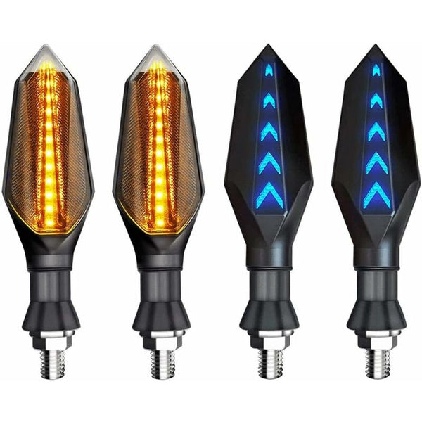 4 Pcs 12V Universal Motorcycle Turn Signal Indicator Amber Light Dual Color 17 Led Blue Lamp Other Lighting Parts
