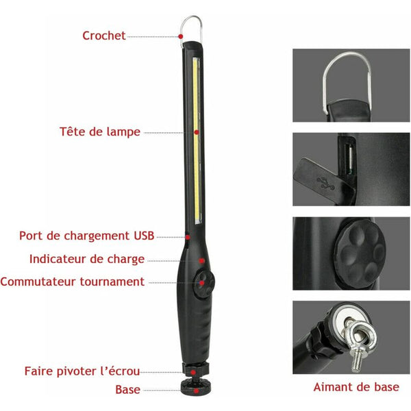2 Pcs Magnetic Led Work Light Super Bright Rechargeable Flashlight For Garage Camping Hiking Car Repair Emergency Torches & Work Lights