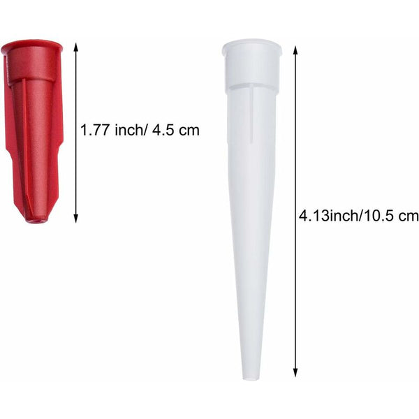 24 Pack Caulk Nozzle Caps Includes 12 White Nozzles And Red Plastic Glue Guns