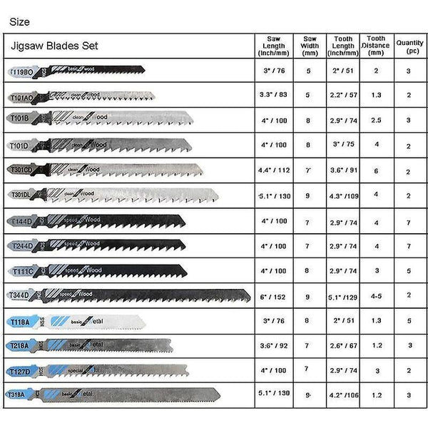 48 Piece T Shank Jigsaw Blades Set For Wood Plastic Metal Cutting Other Saw Blades