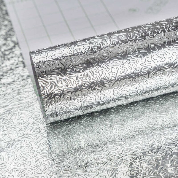 Silver Waterproof Kitchen Foil Wallpaper 40Cm X 3M Wallpaper Rolls & Sheets