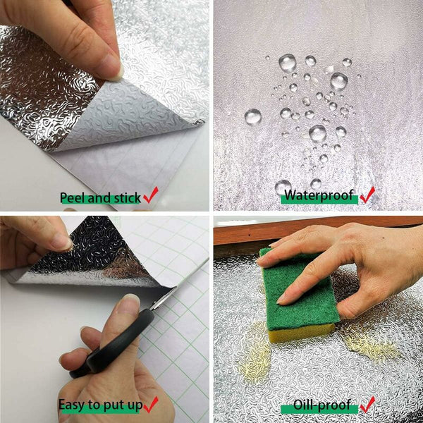 Silver Waterproof Kitchen Foil Wallpaper 40Cm X 3M Wallpaper Rolls & Sheets