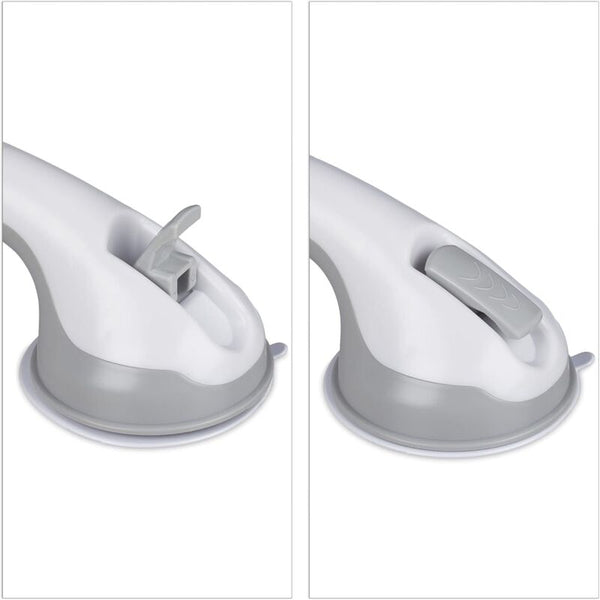 Suction Cup Handle 2 Pcs Set Shower & Bath Grab Bar 25 Kg For Elderly Wall In White/Grey Shower Head Holders