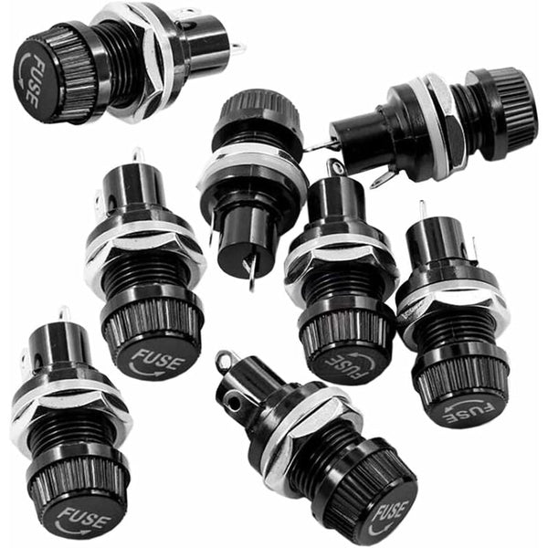 10 Pcs 5 X 20Mm Fuse Holder Ac 10A 250V Black Screw Cap Panel Mount Electrical Boxes & Enclosures