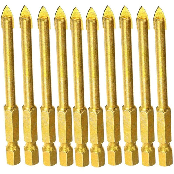 10 Pcs 6Mm Tungsten Carbide Drill Bit Set With Flat Hex Shank For Mirror Porcelain Marble Drill Bits