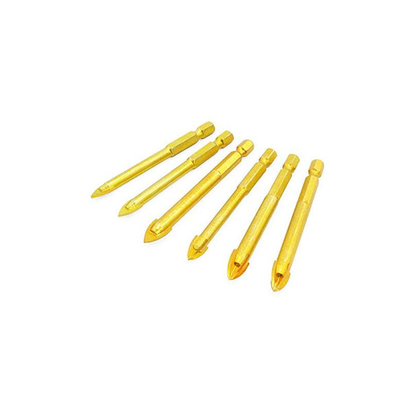 10 Pcs 6Mm Tungsten Carbide Drill Bit Set With Flat Hex Shank For Mirror Porcelain Marble Drill Bits