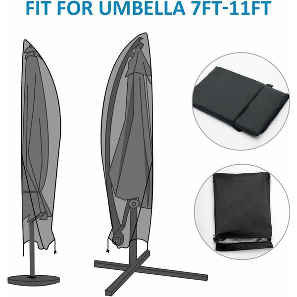 210D Oxford Fabric Parasol Cover Water Resistant Windproof Uv Tear Extra Large With Zipper Black Umbrella Accessories