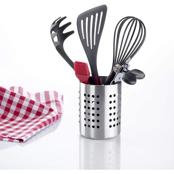 Cutlery Drainer/Utensil Holder Round Diameter: 10 Cm Height: 13 Stainless Steel Silver Serving Utensils & Sets