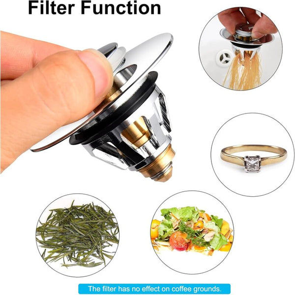 2 In 1 Sink Strainer And Stopper Bounce Core Stainless Steel 33.5 36Mm Drain Stoppers & Strainers
