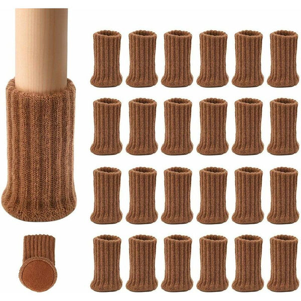 24 Pairs Brown Knitted Furniture Leg Socks Non Slip Floor Protection Furniture Parts